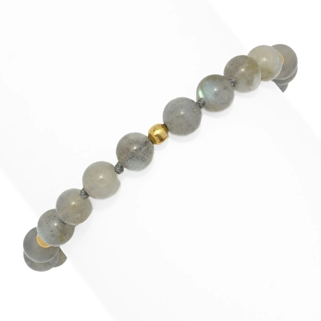Gem Treasures 18K Vermeil Choice of Gemstone Bead Stretch Bracelet - Image 4