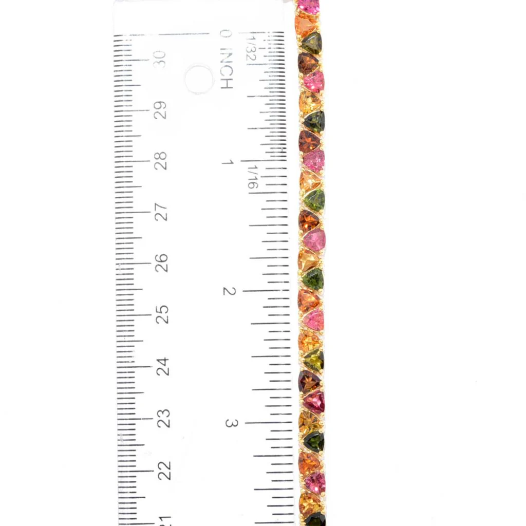 Gem Treasures 18K Vermeil Multi Tourmaline Line Bracelet - Image 2
