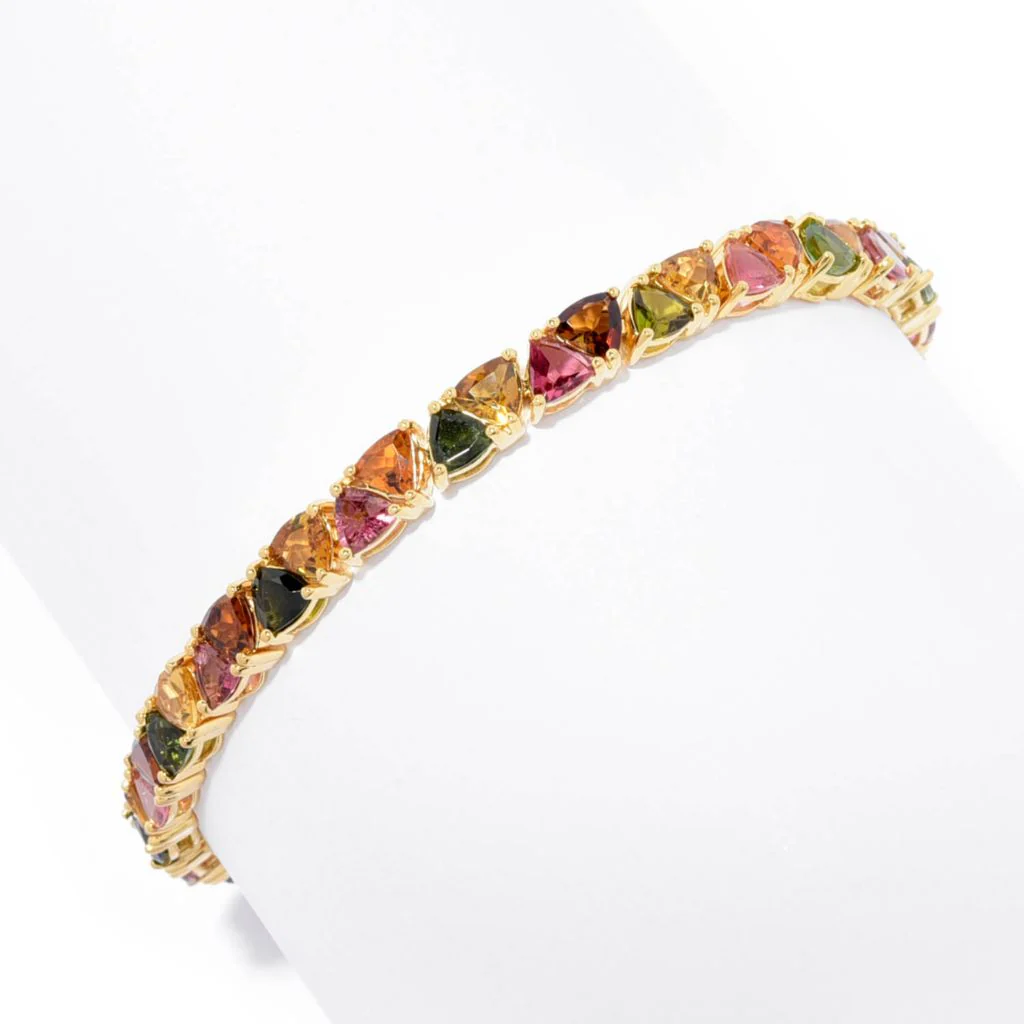 Gem Treasures 18K Vermeil Multi Tourmaline Line Bracelet - Image 3