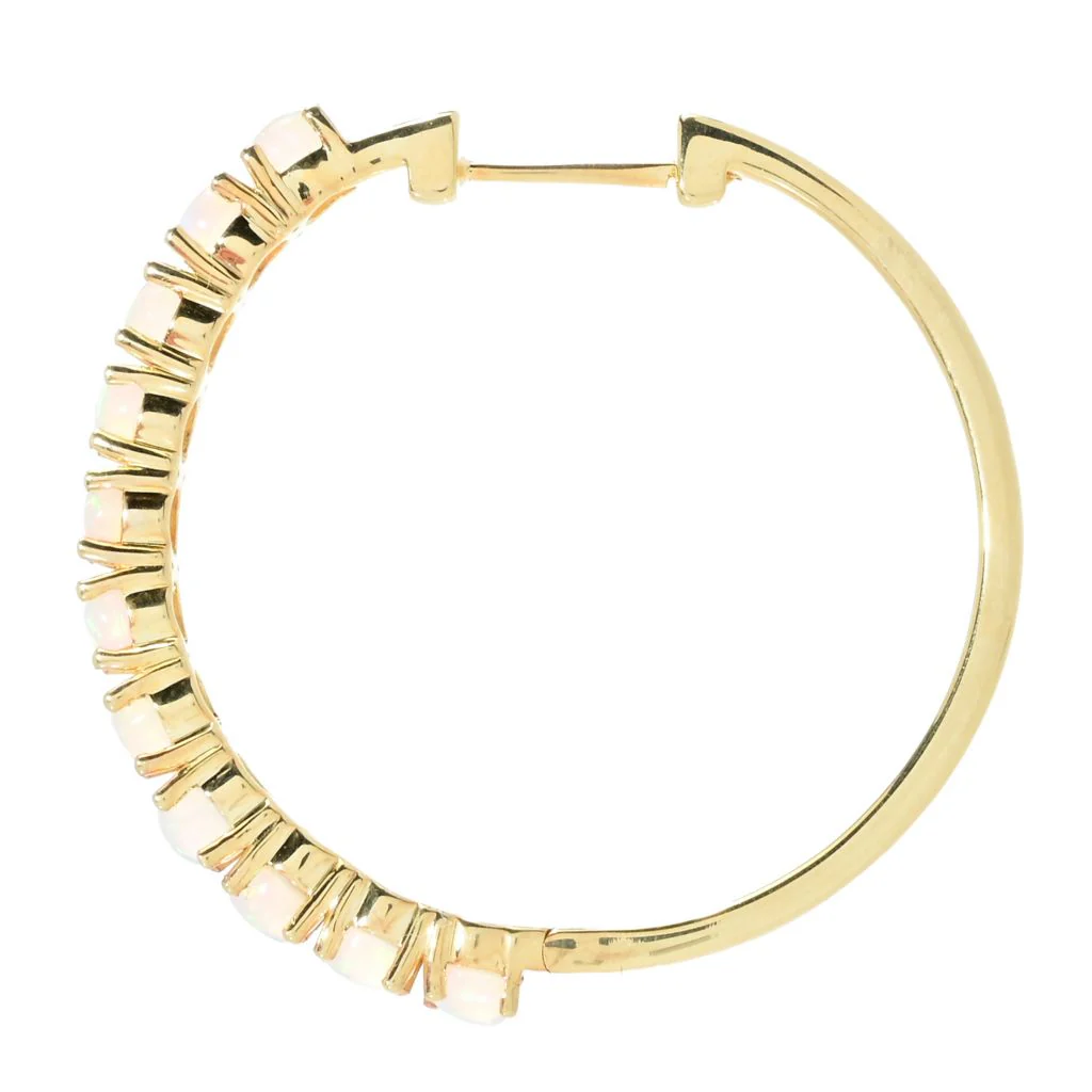 Gem Treasures 18K Vermeil or Sterling Silver Ethiopian Opal Hoop Earrings - Image 2