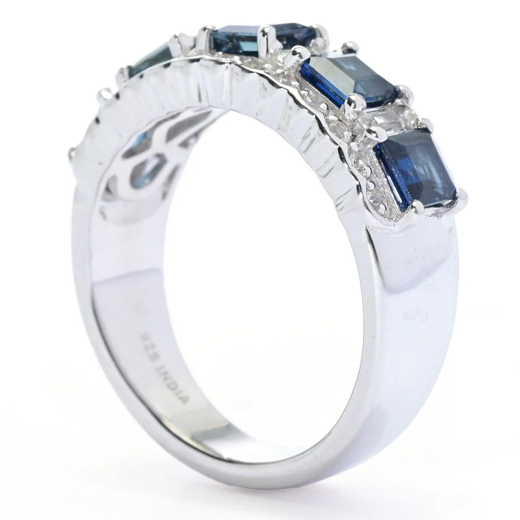 Gem Treasures 2.16ctw Australian Blue Sapphire & White Topaz Band Ring - Image 2