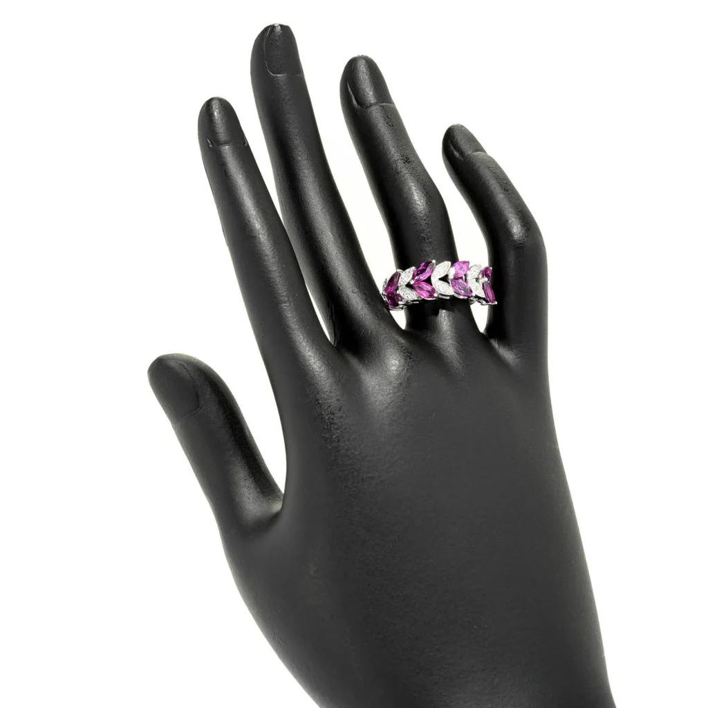 Gem Treasures 2.57ctw Marquise Purple Garnet & White Zircon Ring - Image 2