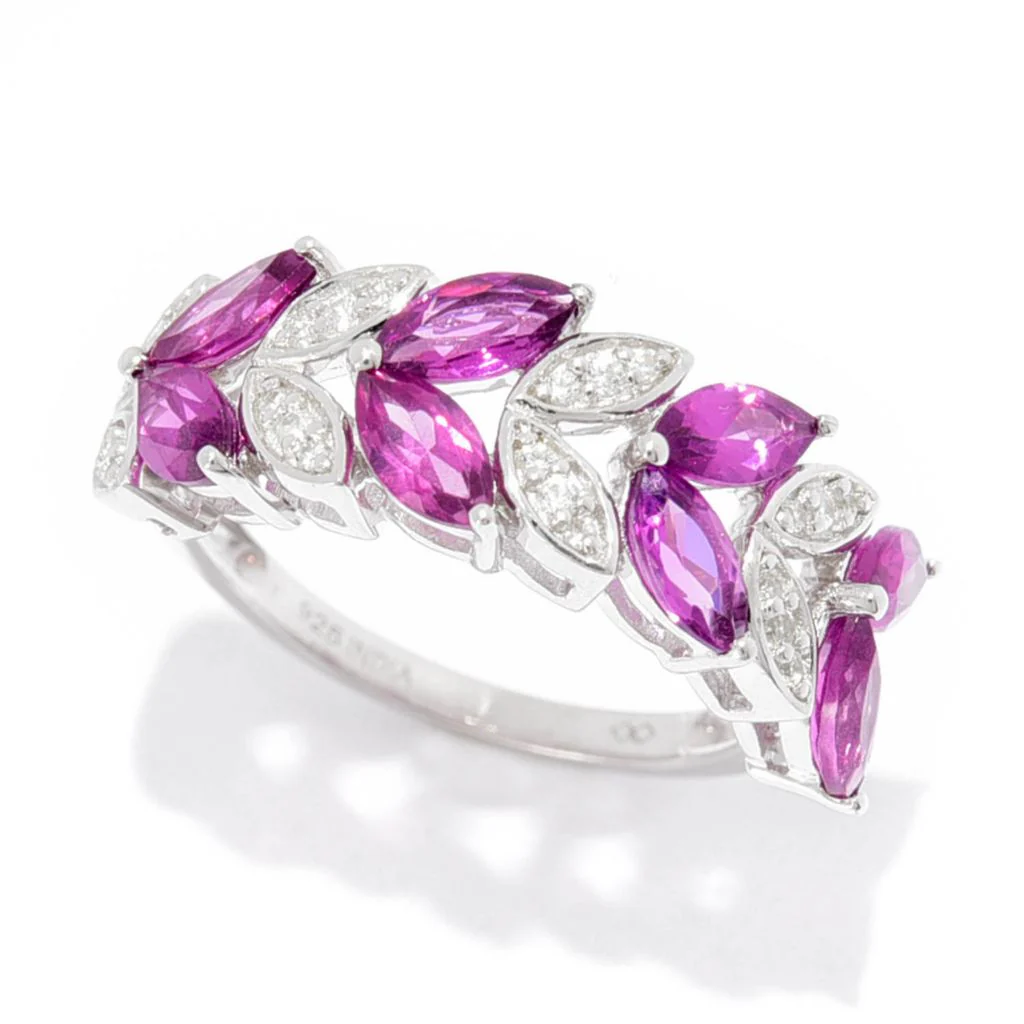 Gem Treasures 2.57ctw Marquise Purple Garnet & White Zircon Ring - Image 3