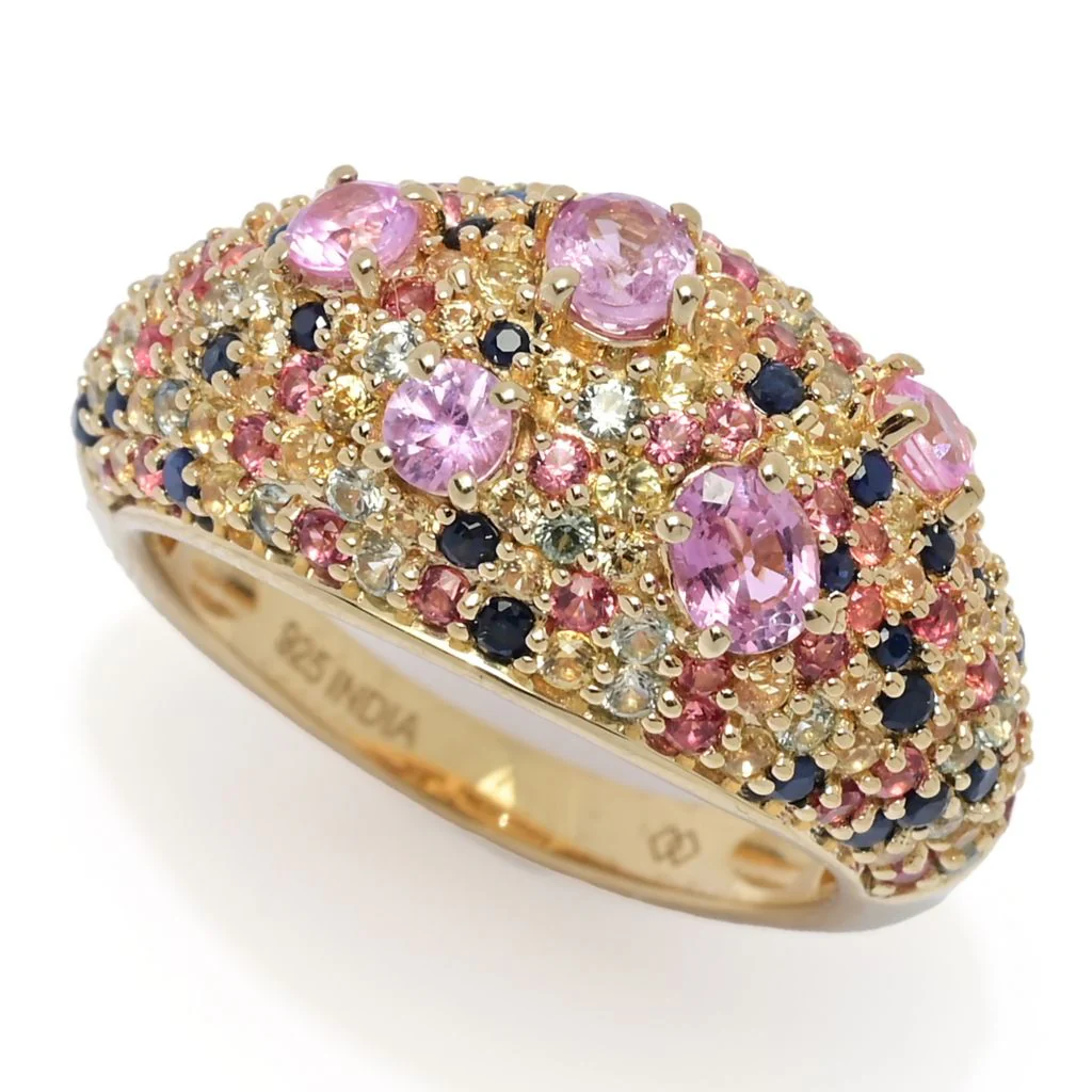 Gem Treasures 2.62ctw Oval & Round Multi Sapphire Mosaic Cluster Ring - Image 4