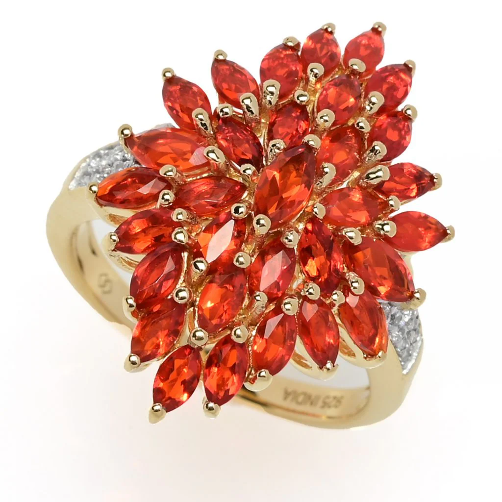 Gem Treasures 2.70ctw Crimson Fire Opal & Zircon Waterfall Ring - Image 6