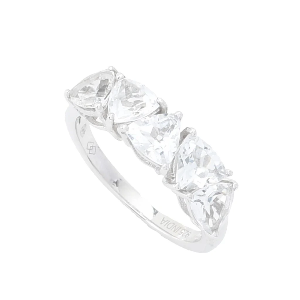 Gem Treasures 2.75ctw Trillion Cut White Topaz 5-Stone Ring - Image 3