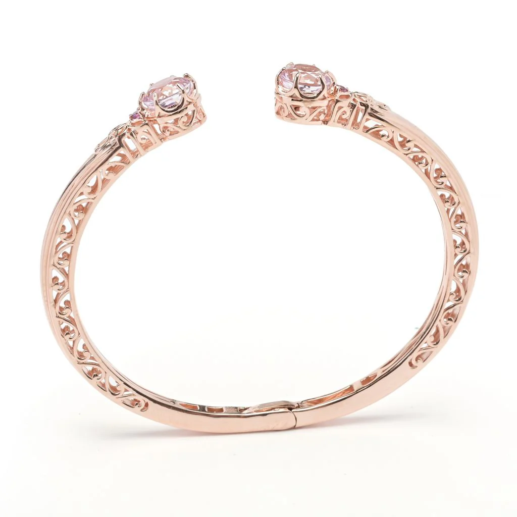 Gem Treasures 2.86ctw Kunzite & Rhodolite Garnet Cuff Bracelet - Image 2