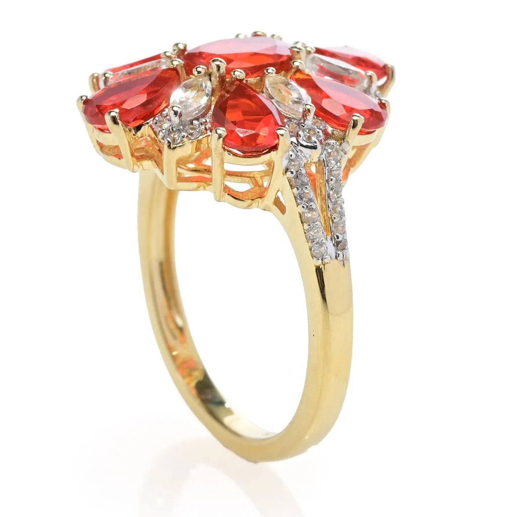 Gem Treasures 2.97ctw Crimson Fire Opal, Topaz & Zircon Ring - Image 2