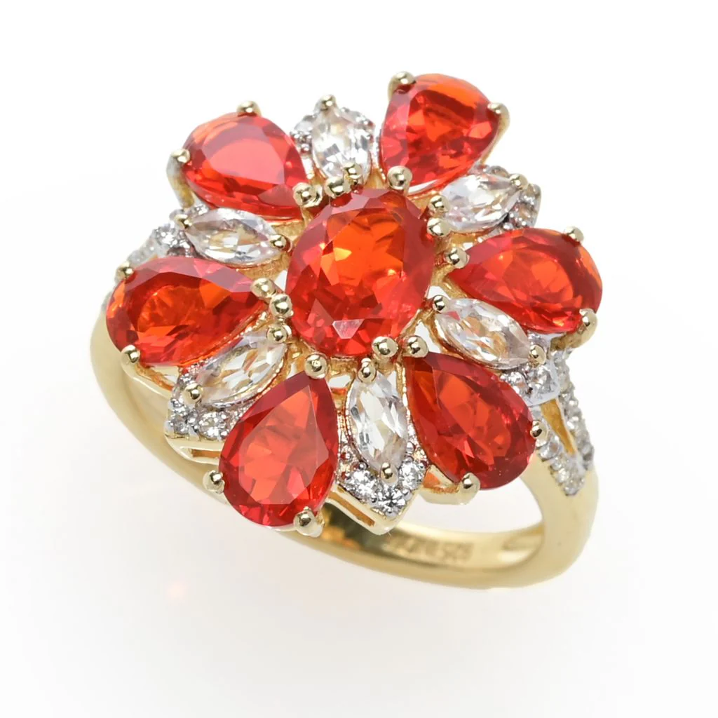 Gem Treasures 2.97ctw Crimson Fire Opal, Topaz & Zircon Ring - Image 6