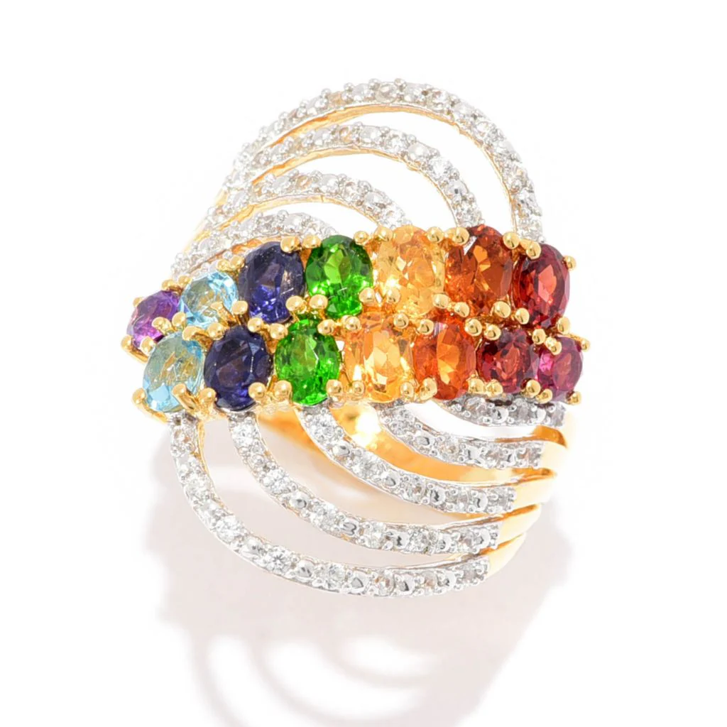 Gem Treasures 2.98ctw Multi Gem & White Zircon Multi Row Wave Ring - Image 5