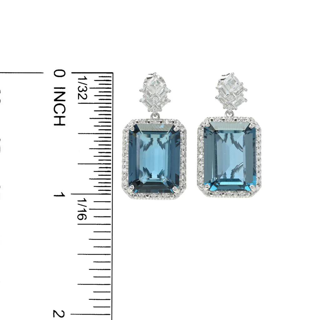 Gem Treasures 30.90ctw Octagon Cut London Blue Topaz & Gem Earrings - Image 2