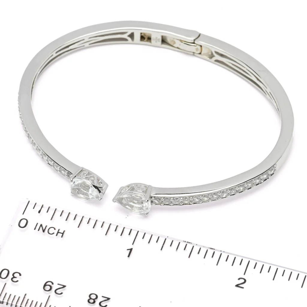 Gem Treasures 4.14ctw White Topaz & Zircon Kissing Cuff Bracelet - Image 2