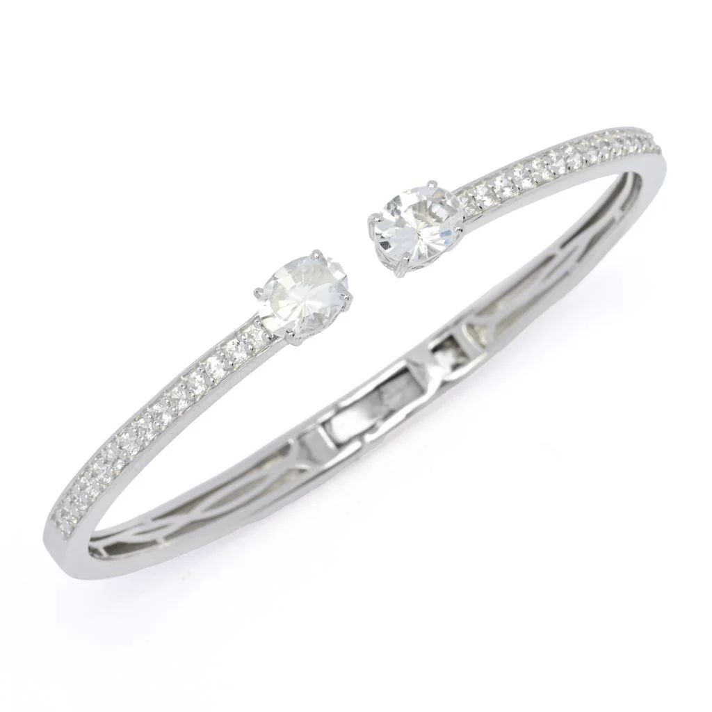 Gem Treasures 4.14ctw White Topaz & Zircon Kissing Cuff Bracelet - Image 4