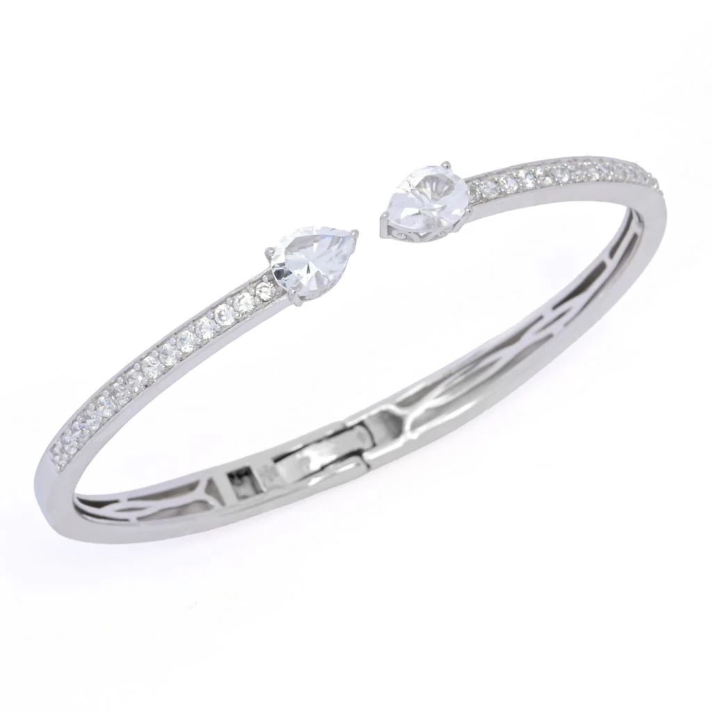 Gem Treasures 4.14ctw White Topaz & Zircon Kissing Cuff Bracelet - Image 5