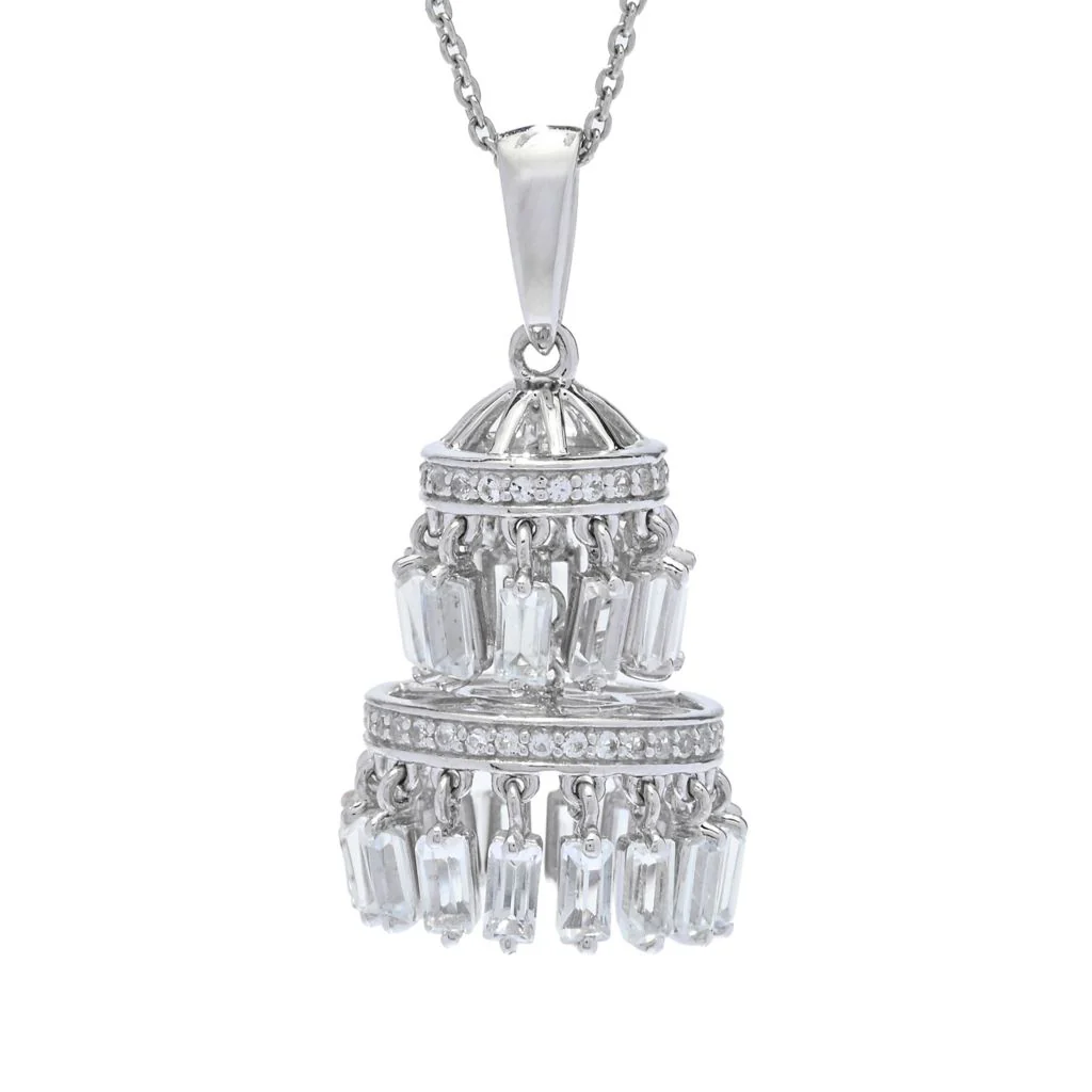 Gem Treasures 4.34ctw White Topaz Chandelier Pendant w/ 18"+2" Chain - Image 3