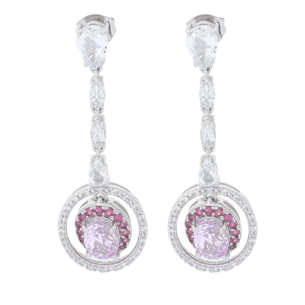 Gem Treasures 6.46ctw Kunzite & Gemstone Dangle Earrings - Image 3