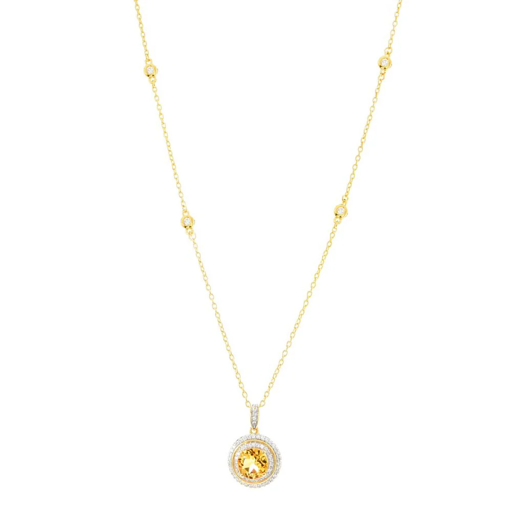 Gem Treasures Choice of 8mm Gemstone & White Zircon Station Necklace - Image 3
