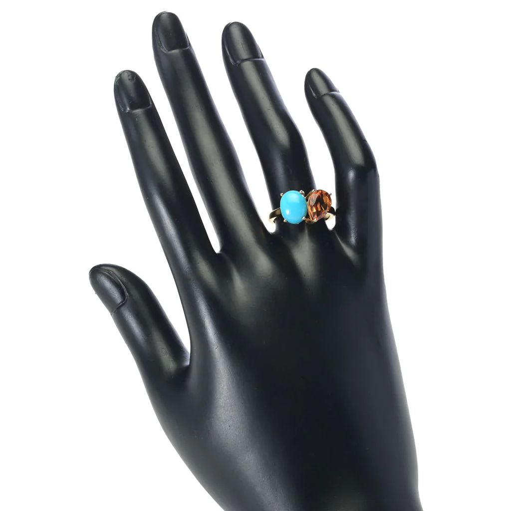 Gem Treasures Choice of Gem & Sleeping Beauty Turquoise "Toi et Moi" Ring - Image 2