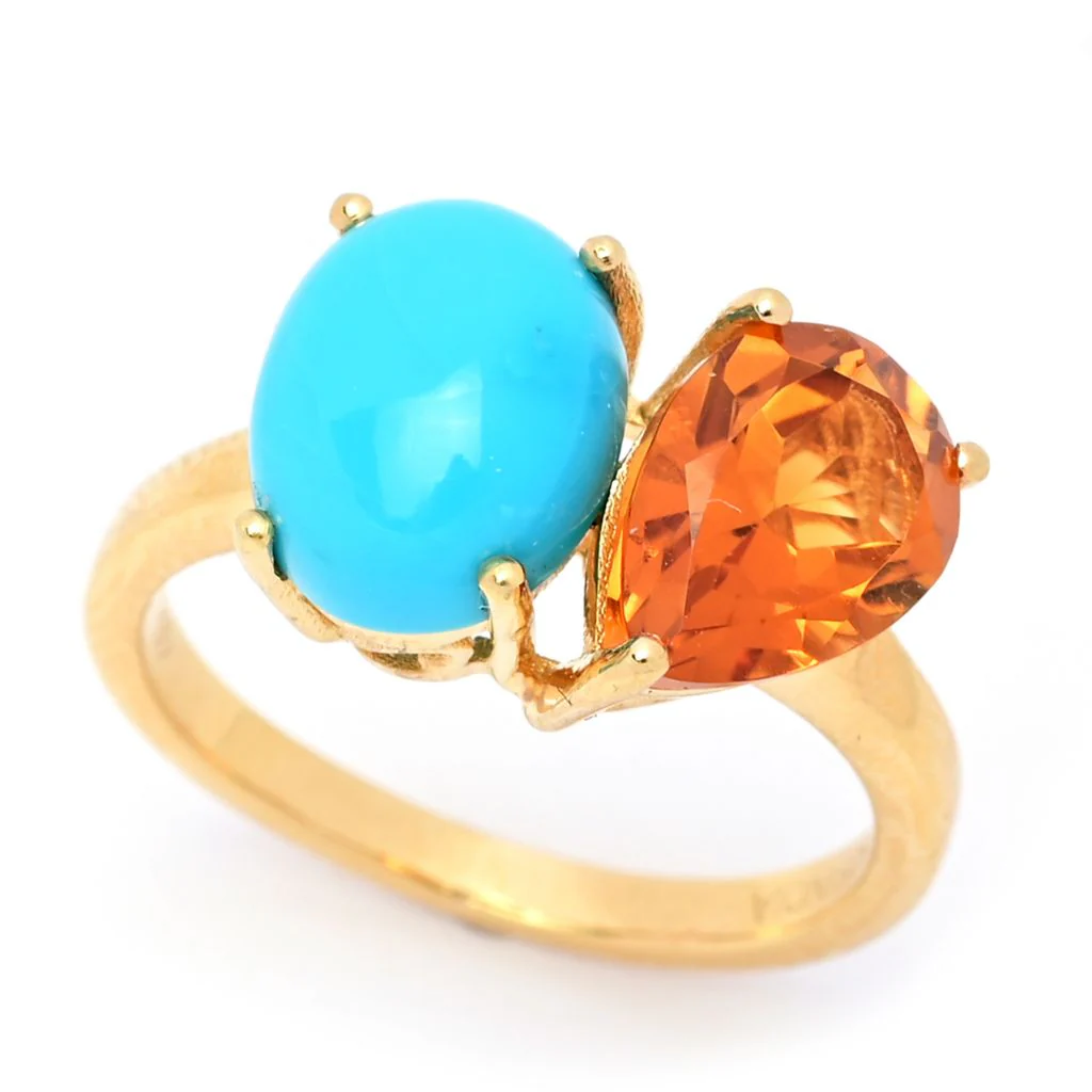 Gem Treasures Choice of Gem & Sleeping Beauty Turquoise "Toi et Moi" Ring - Image 3