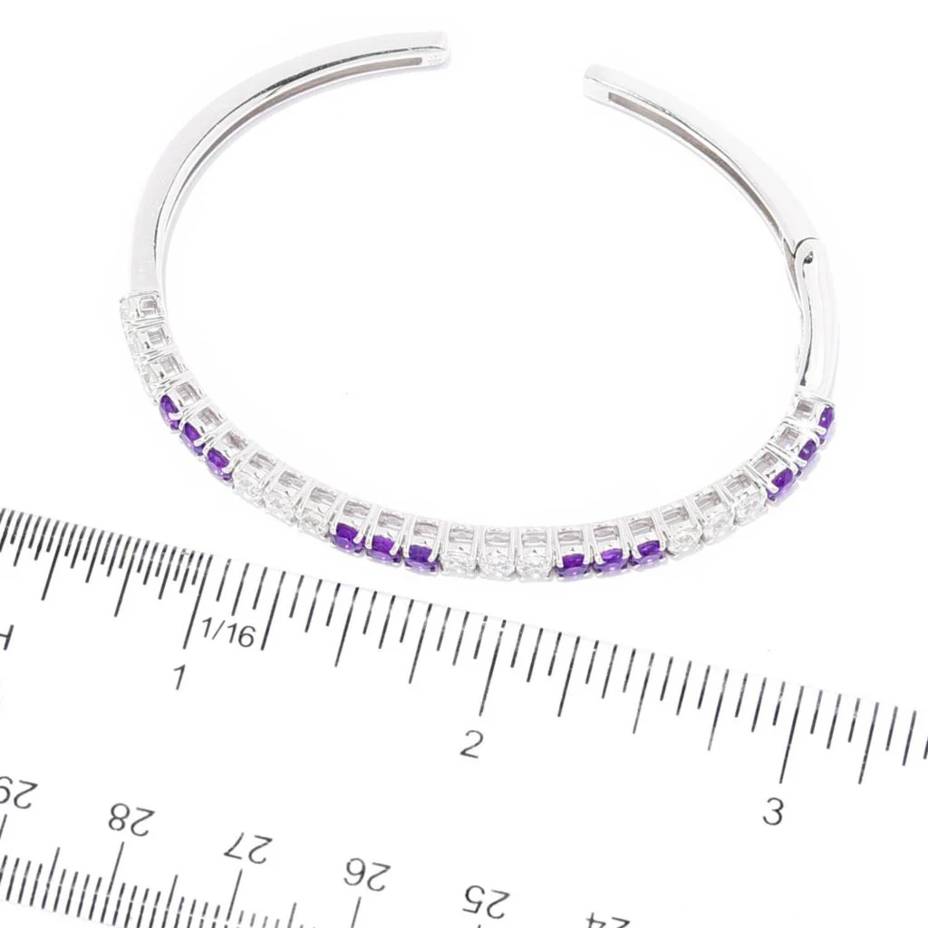 Gem Treasures Choice of Gem & White Zircon Cuff Bangle Bracelet - Image 2