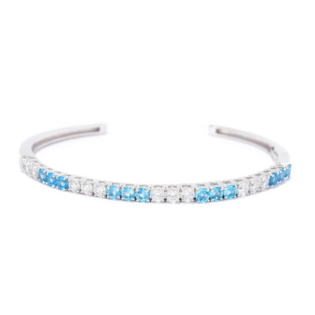 Gem Treasures Choice of Gem & White Zircon Cuff Bangle Bracelet - Image 3