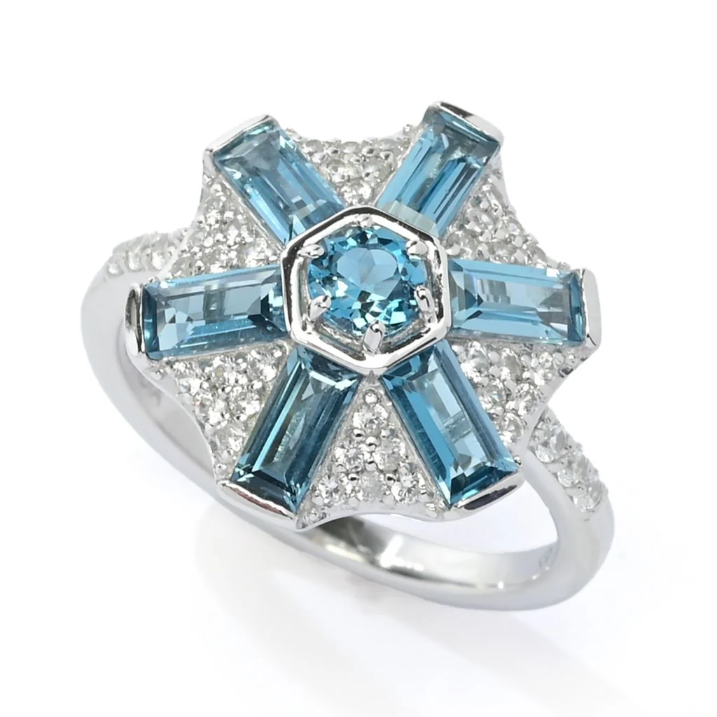 Gem Treasures Choice of Gemstone & White Zircon Pinwheel Ring - Image 3