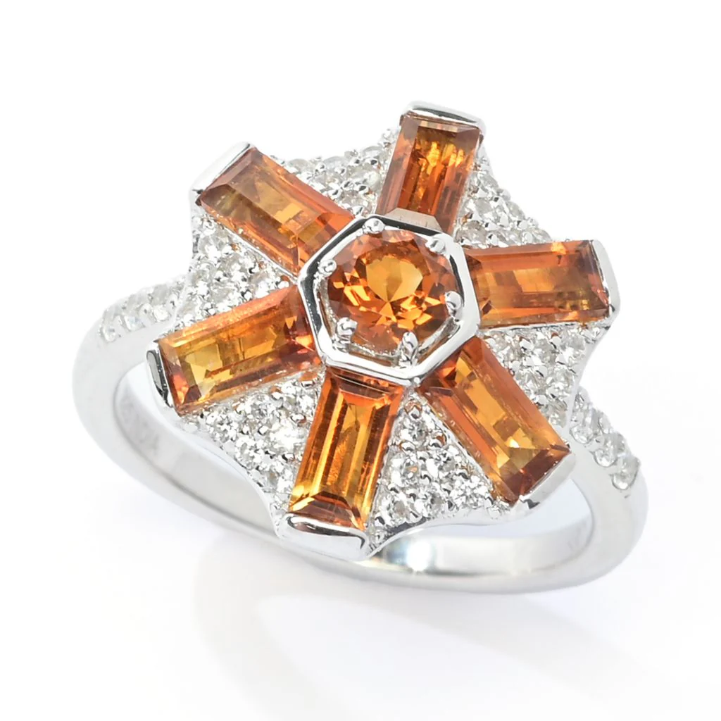 Gem Treasures Choice of Gemstone & White Zircon Pinwheel Ring - Image 5