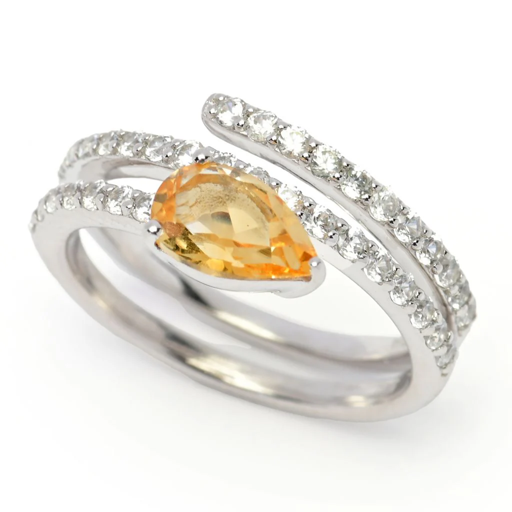 Gem Treasures Choice of Gemstone & White Zircon Wrap Ring - Image 6