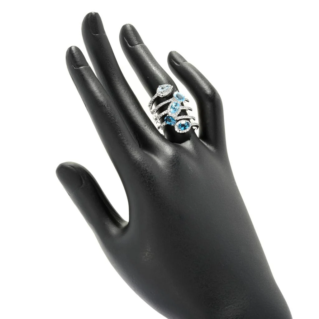Gem Treasures Choice of Ombre Gem & White Zircon Linear Wrap Ring - Image 2