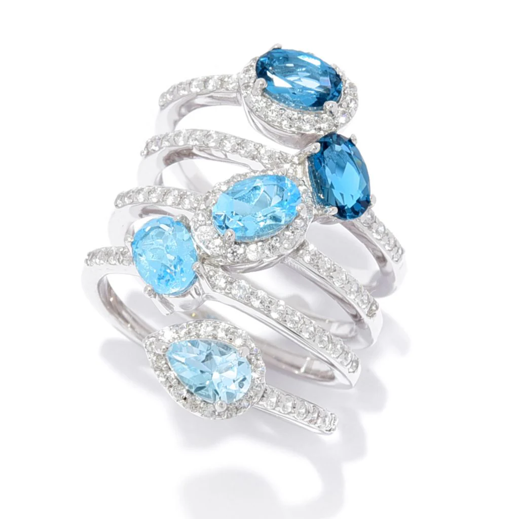 Gem Treasures Choice of Ombre Gem & White Zircon Linear Wrap Ring - Image 4
