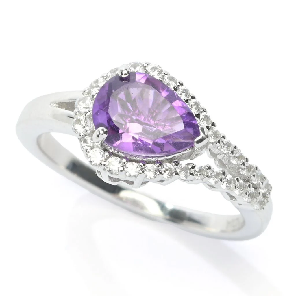 Gem Treasures Choice of Pear Shape Gem & Zircon East-West Ring - Image 8