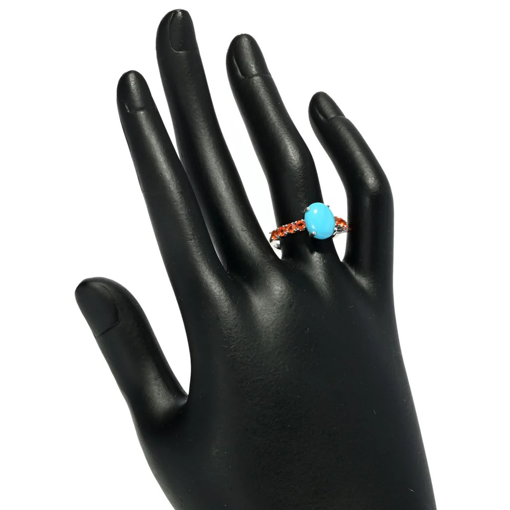 Gem Treasures Sleeping Beauty Turquoise & Choice of Exotic Gem Ring - Image 2