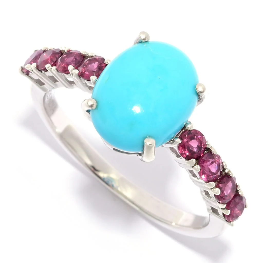 Gem Treasures Sleeping Beauty Turquoise & Choice of Exotic Gem Ring - Image 3