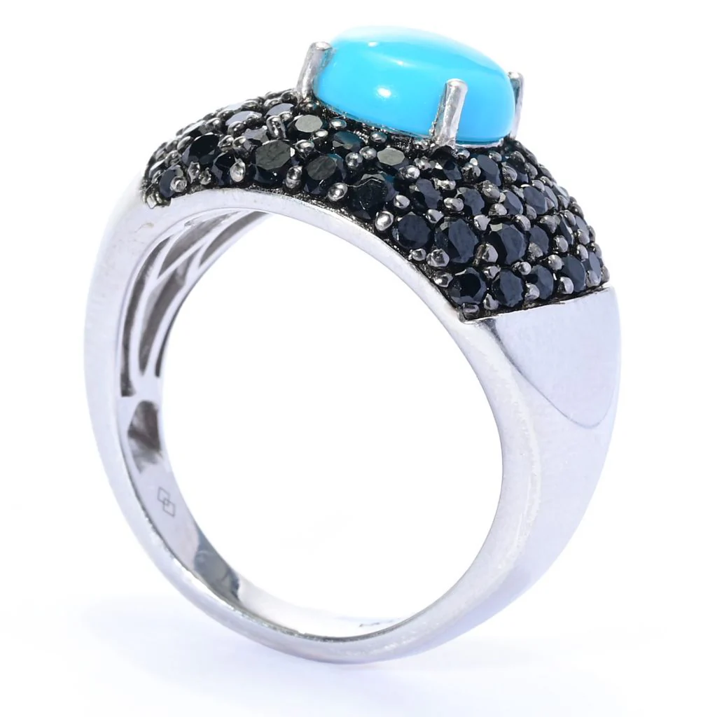 Gem Treasures Sleeping Beauty Turquoise & Pave Gemstone Dome Ring - Image 2