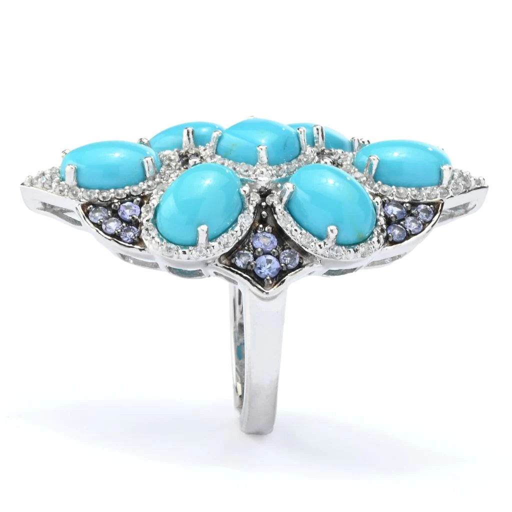 Gem Treasures Sleeping Beauty Turquoise & Tanzanite Shield Ring - Image 2