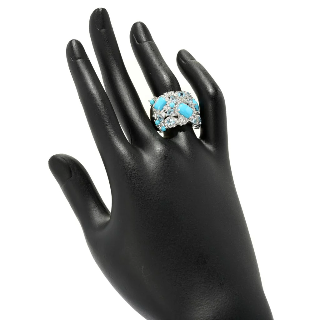 Gem Treasures Sleeping Beauty Turquoise, Topaz & Zircon Ring - Image 2