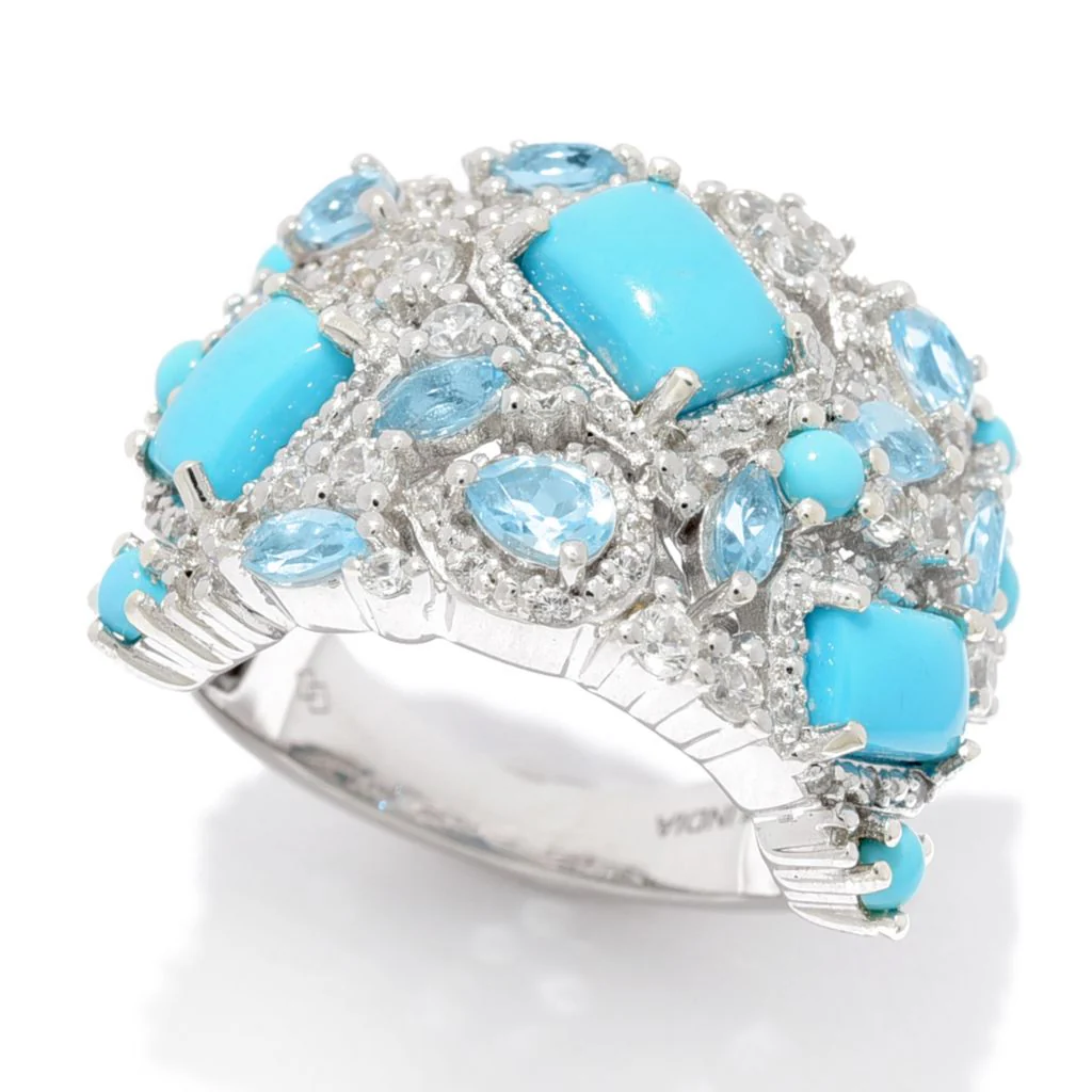 Gem Treasures Sleeping Beauty Turquoise, Topaz & Zircon Ring - Image 3