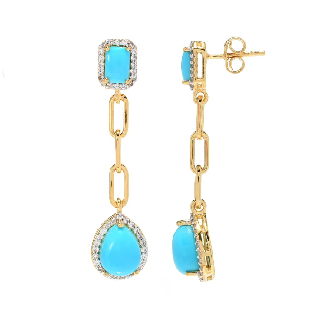Gem Treasures Sleeping Beauty Turquoise & White Zircon Earrings - Image 2