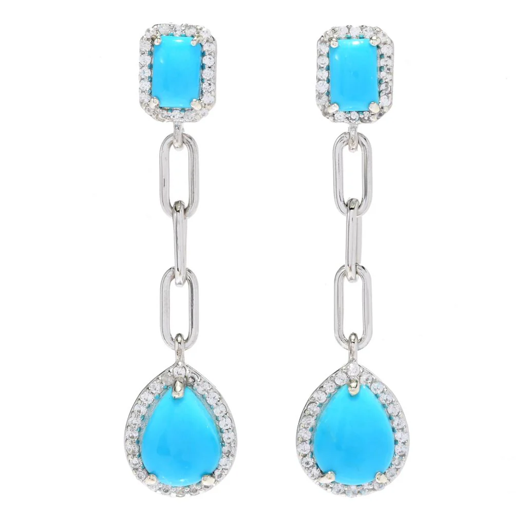 Gem Treasures Sleeping Beauty Turquoise & White Zircon Earrings - Image 3