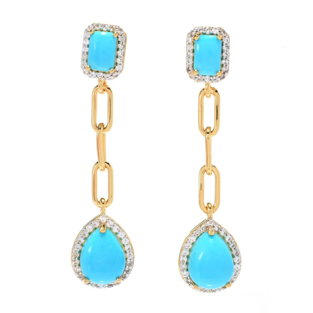 Gem Treasures Sleeping Beauty Turquoise & White Zircon Earrings - Image 4