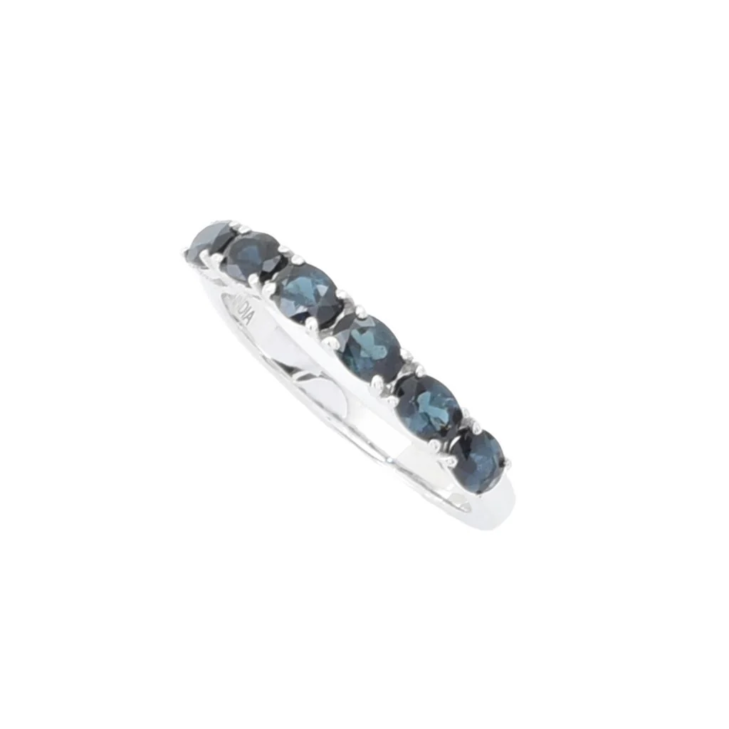 Gem Treasures Sterling Silver 1.02ctw Indicolite 6-Stone Band Ring - Image 3