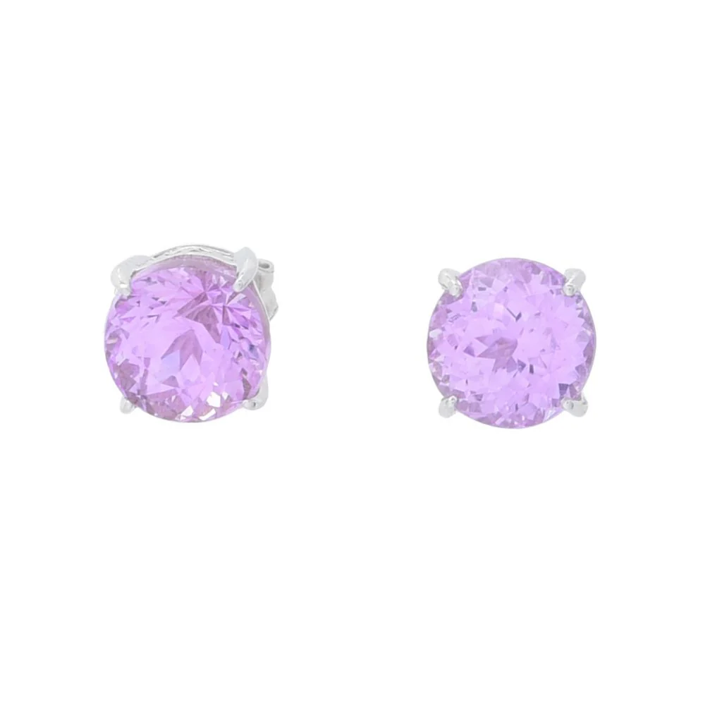 Gem Treasures Sterling Silver 3.60ctw Round Kunzite Stud Earrings - Image 3