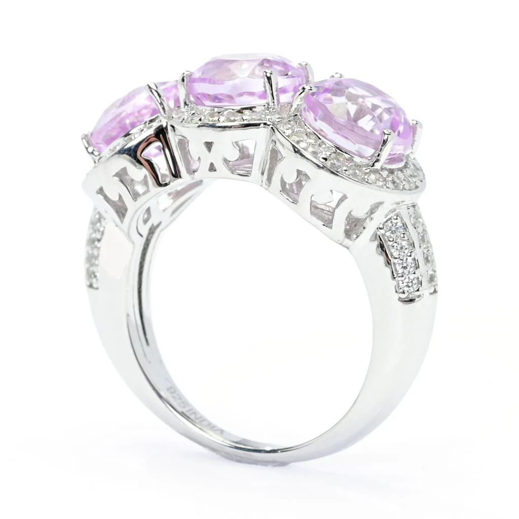 Gem Treasures Sterling Silver 5.90ctw Kunzite & Zircon Ring - Image 2