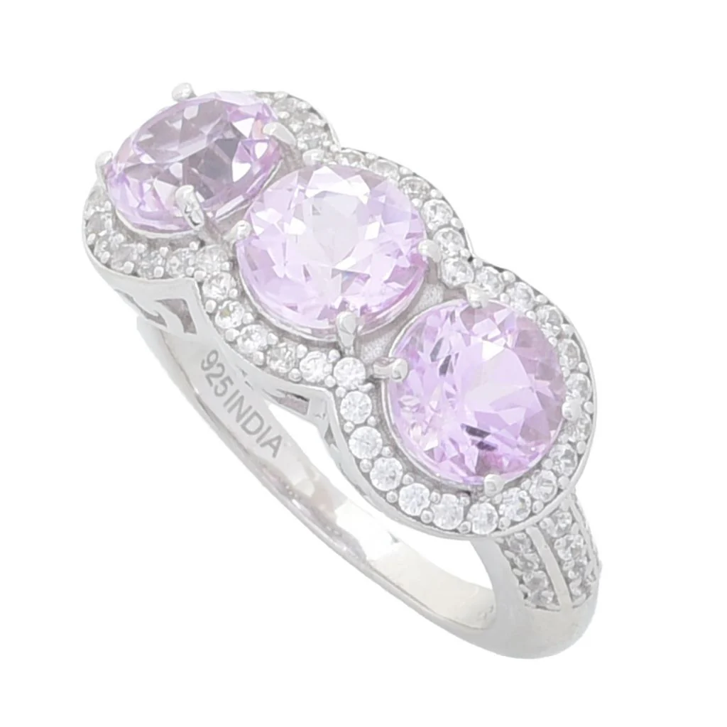 Gem Treasures Sterling Silver 5.90ctw Kunzite & Zircon Ring - Image 3