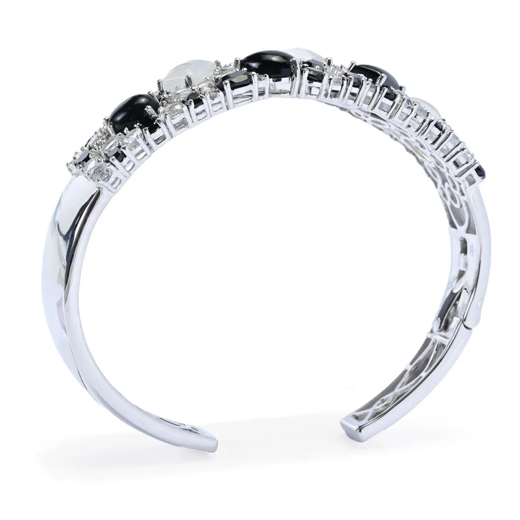 Gem Treasures Sterling Silver Choice of Gemstone Combo Cuff Bracelet - Image 2