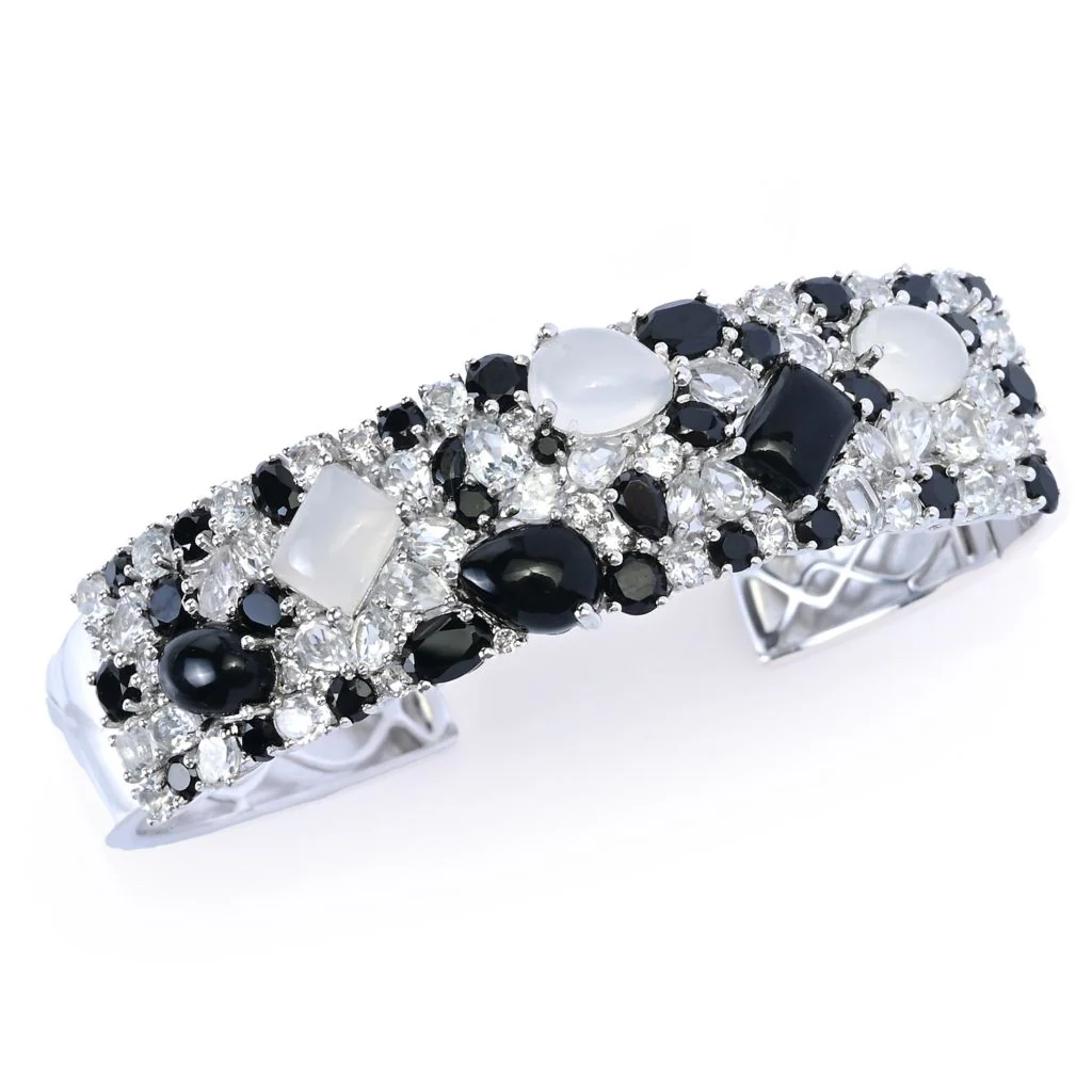Gem Treasures Sterling Silver Choice of Gemstone Combo Cuff Bracelet - Image 3