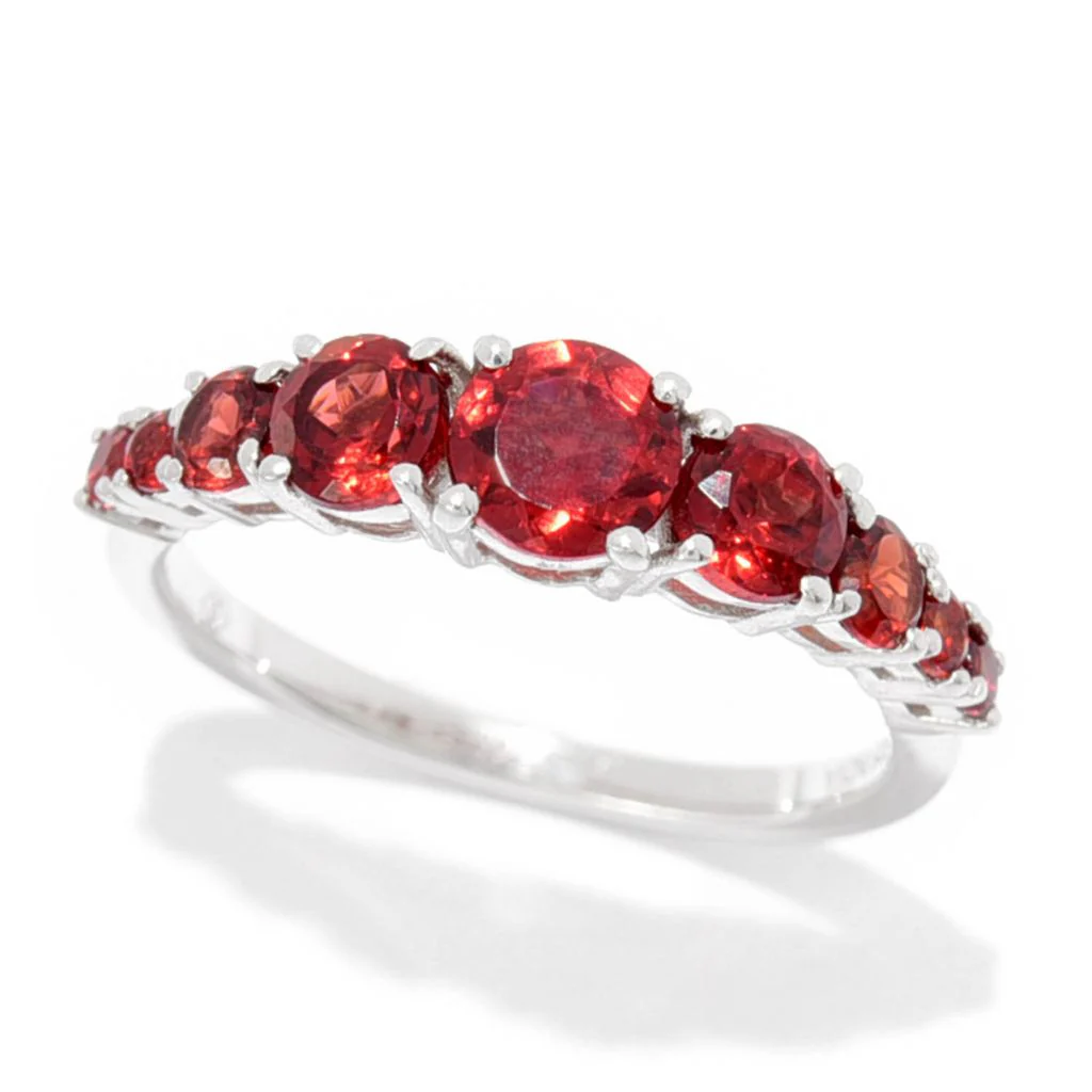 Gem Treasures Sterling Silver Choice of Gemstone Graduated Band Ring - Image 4