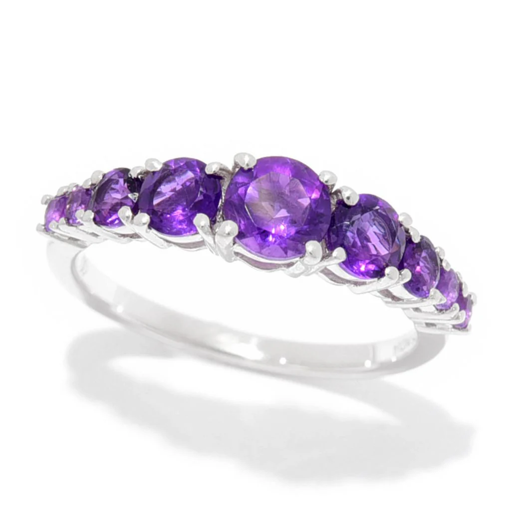 Gem Treasures Sterling Silver Choice of Gemstone Graduated Band Ring - Image 9