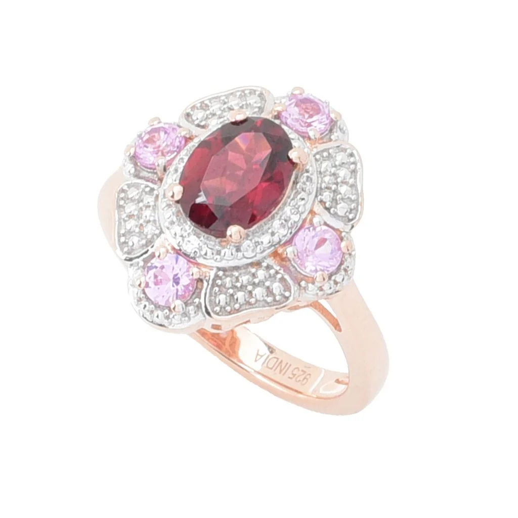 Gem Treasures "Sweetheart" 1.11ctw Garnet, Pink Sapphire & Zircon Ring - Image 5