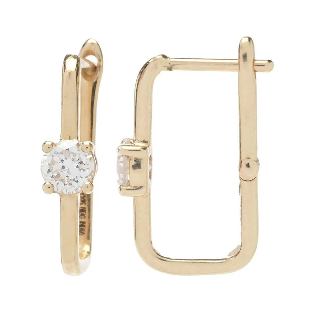 Gems of Distinction 14K Gold Choice of Carat Diamond Hoop Earrings - Image 2